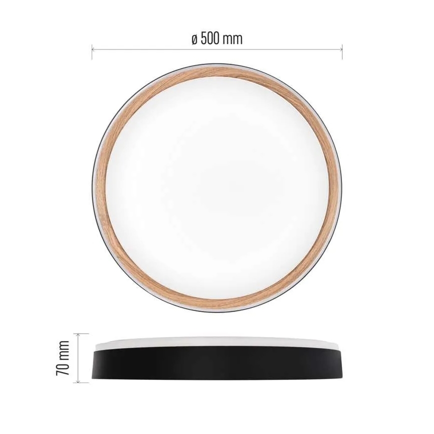 Plafoniera dimmerabile LED ILVI LED/45W/230V 2700-6500K Ø 50 cm nero/beige + telecomando