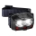 LED Dimmerabile ricaricabile lampada da testa con sensore e luce rossa 2xLED/5W/5V/3xAAA IP65 500 lucente 1200 mAh