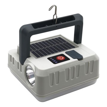 LED Dimmerabile ricaricabile solare lampada con funzione di power bank LED/1W/5,5V 8000K IPX4 1200 mAh grigio