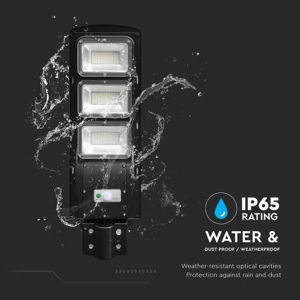 LED Lampione solare dimmerabile con sensore di movimento e crepuscolare LED/12W/3,2V 6000K IP65 10000 mAh nero + telecomando