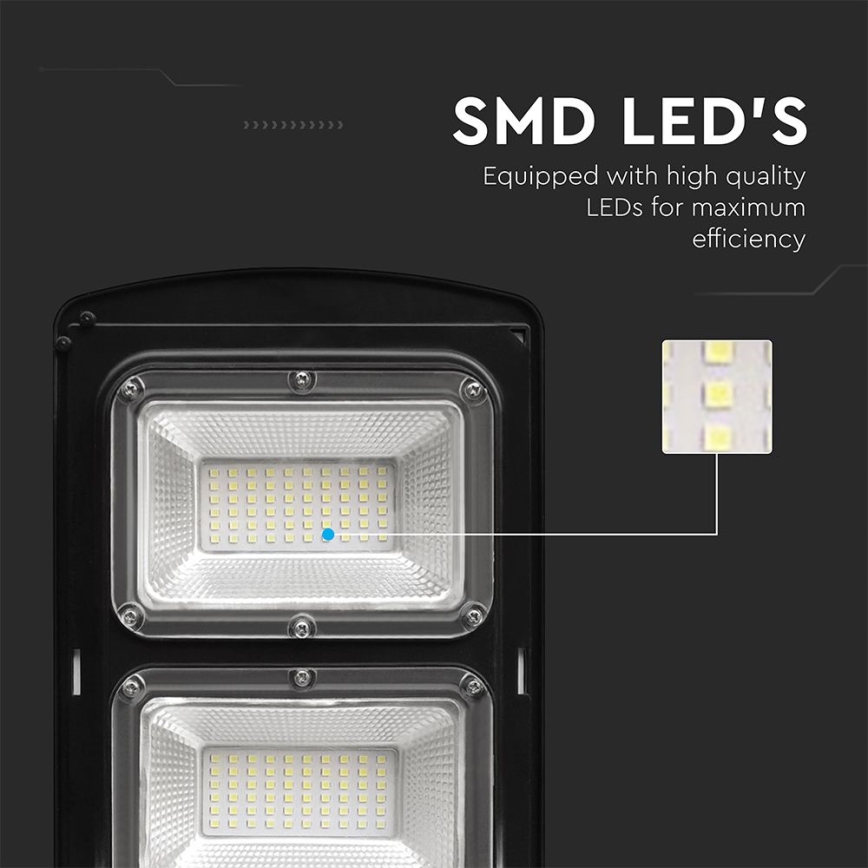 LED Lampione solare dimmerabile con sensore di movimento e crepuscolare LED/12W/3,2V 6000K IP65 10000 mAh nero + telecomando