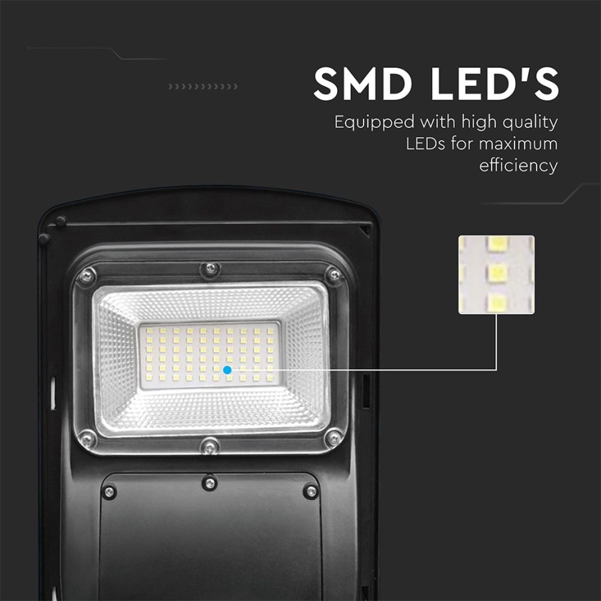 LED Lampione solare dimmerabile con sensore di movimento e crepuscolare LED/6W/3,2V 6000K IP65 5000 mAh nero + telecomando