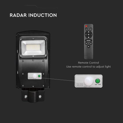 LED Lampione solare dimmerabile con sensore di movimento e crepuscolare LED/6W/3,2V 6000K IP65 5000 mAh nero + telecomando