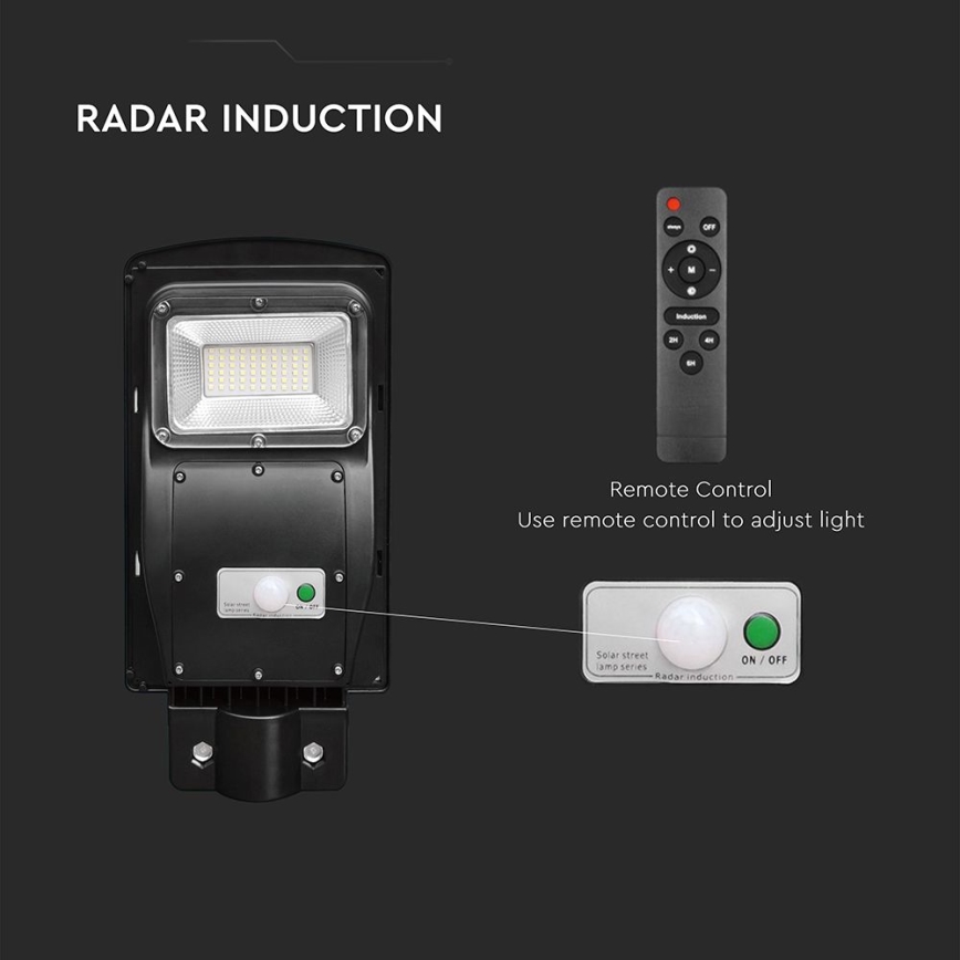 LED Lampione solare dimmerabile con sensore di movimento e crepuscolare LED/6W/3,2V 6000K IP65 5000 mAh nero + telecomando