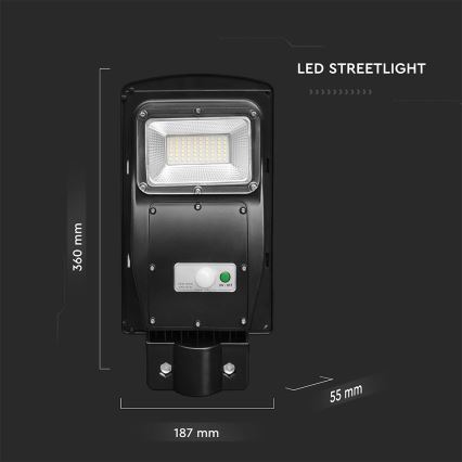 LED Lampione solare dimmerabile con sensore di movimento e crepuscolare LED/6W/3,2V 6000K IP65 5000 mAh nero + telecomando