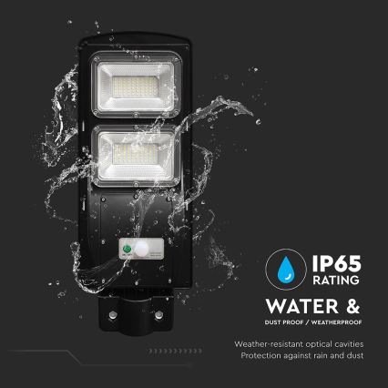 LED Lampione solare dimmerabile con sensore di movimento e crepuscolare LED/8W/3,2V 6000K IP65 9000 mAh nero + telecomando