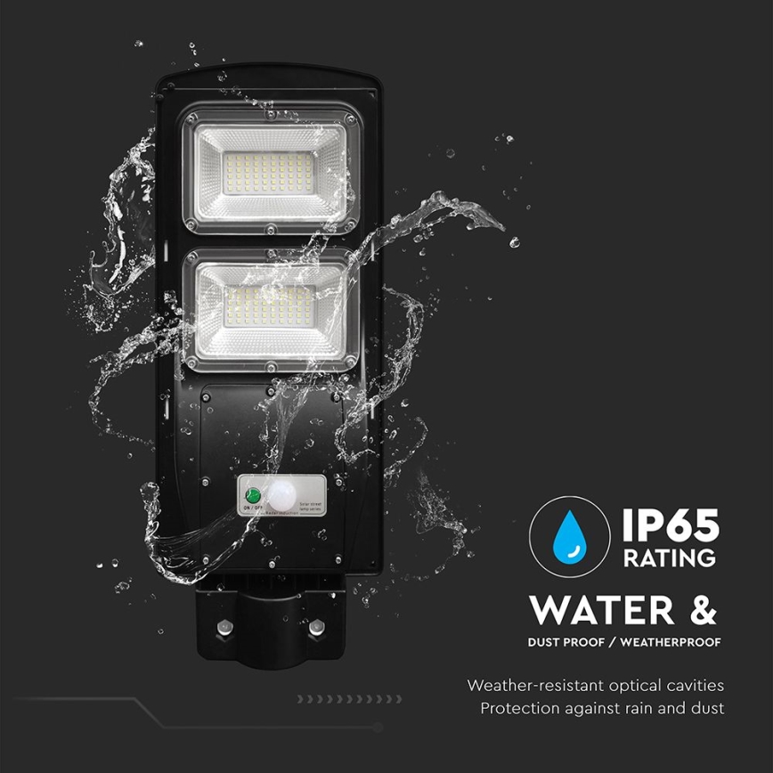 LED Lampione solare dimmerabile con sensore di movimento e crepuscolare LED/8W/3,2V 6000K IP65 9000 mAh nero + telecomando