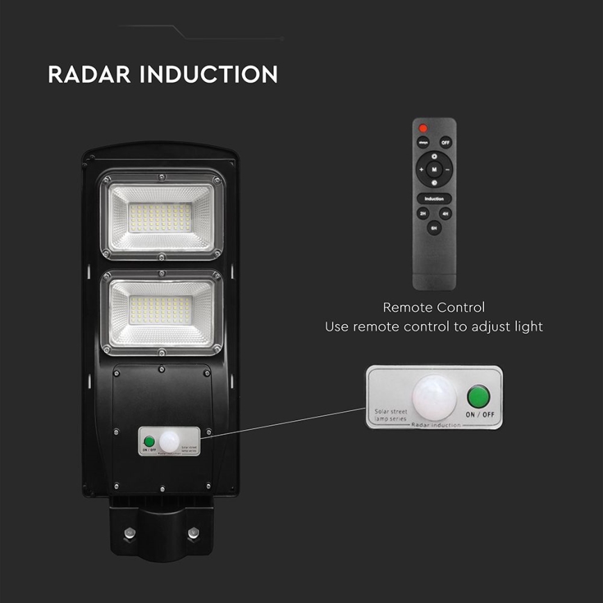 LED Lampione solare dimmerabile con sensore di movimento e crepuscolare LED/8W/3,2V 6000K IP65 9000 mAh nero + telecomando