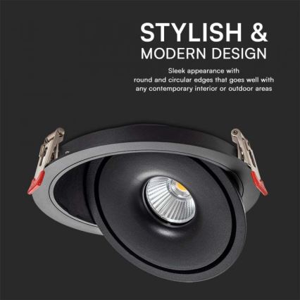 LED Faretto da incasso LED/20W/230V 3000/4000/6400K diametro 16,5 cm nero