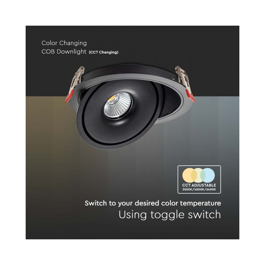 LED Faretto da incasso LED/20W/230V 3000/4000/6400K diametro 16,5 cm nero