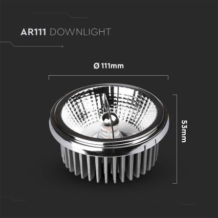 LED Faretto da incasso LED/20W/230V 4000K 40°/20° diametro 11 cm cromo lucido