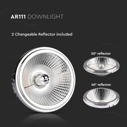 LED Faretto da incasso LED/20W/230V 6400K 40°/20° diametro 11 cm cromo lucido