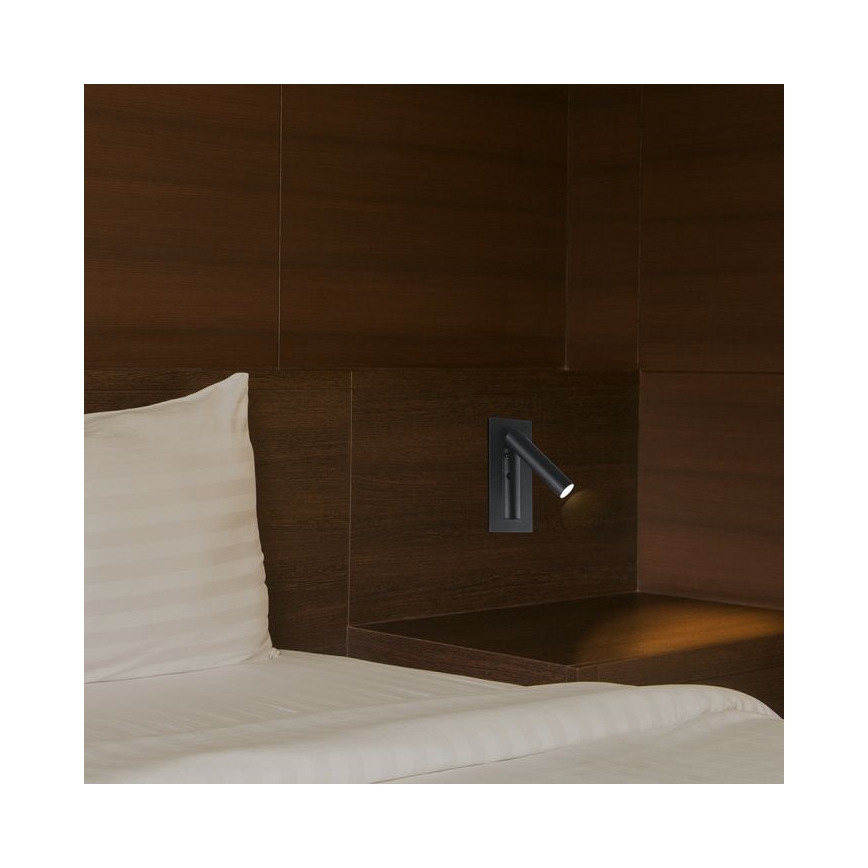 LED Faretto da parete LED/2W/230V 3000K nero