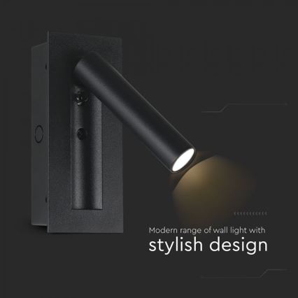 LED Faretto da parete LED/2W/230V 3000K nero