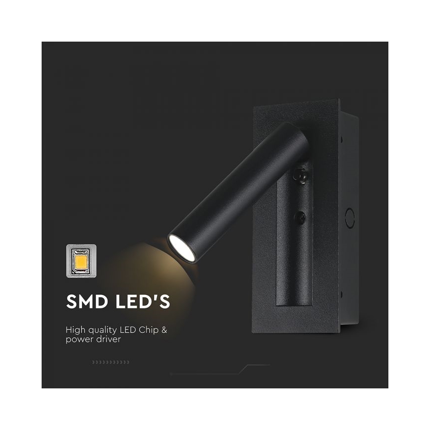 LED Faretto da parete LED/2W/230V 3000K nero