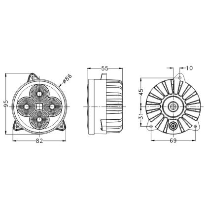 LED Faretto del trattore BLACK LED/20W/10-30V IP69 5700K arrotondato
