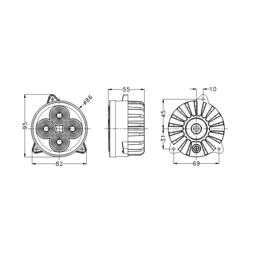 LED Faretto del trattore BLACK LED/20W/10-30V IP69 5700K arrotondato