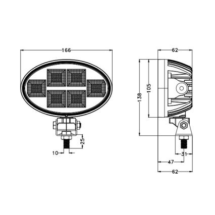 LED Faretto per macchina BLACK LED/150W/10-30V IP69 5700K ovale