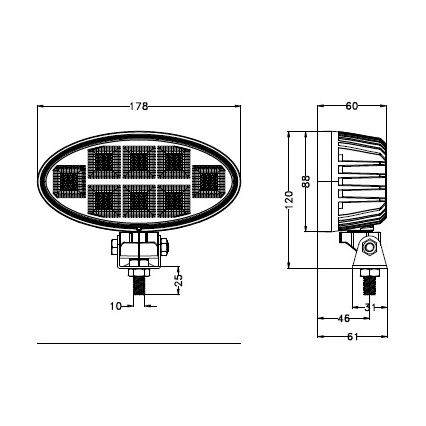 LED Faretto per macchina BLACK LED/160W/10-30V IP69 5700K ovale