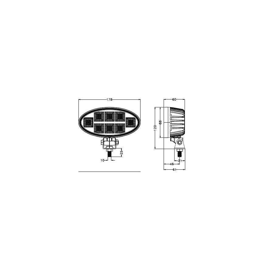 LED Faretto per macchina BLACK LED/160W/10-30V IP69 5700K ovale
