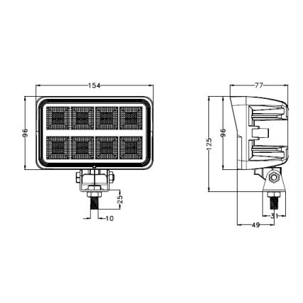 LED Faretto per macchina BLACK LED/160W/10-30V IP69 5700K rettangolare