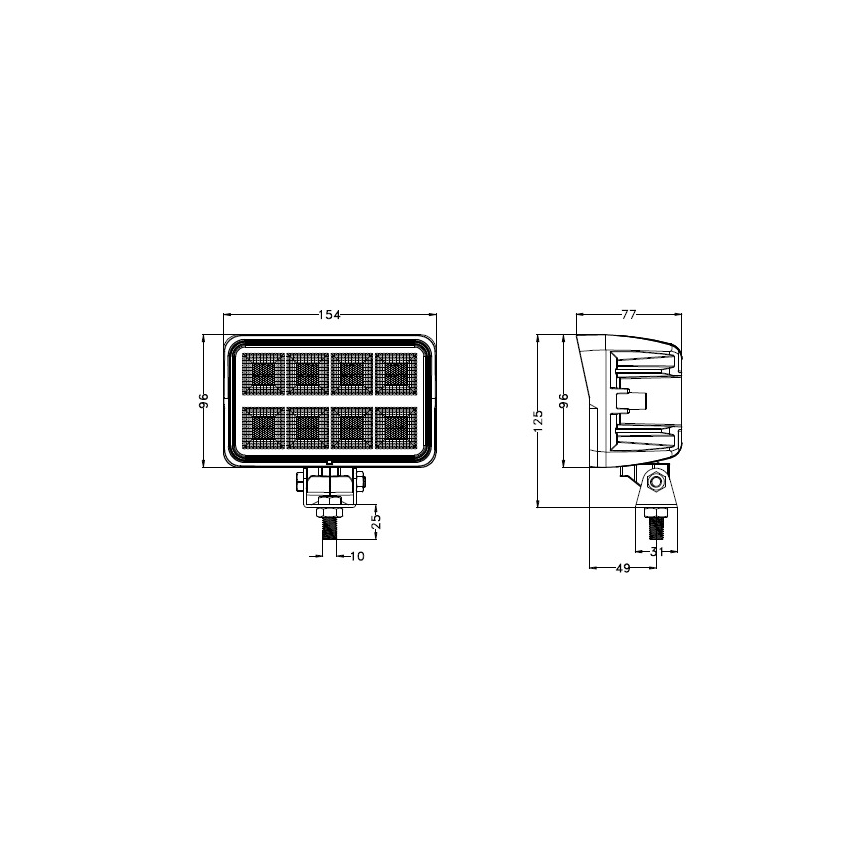 LED Faretto per macchina BLACK LED/160W/10-30V IP69 5700K rettangolare