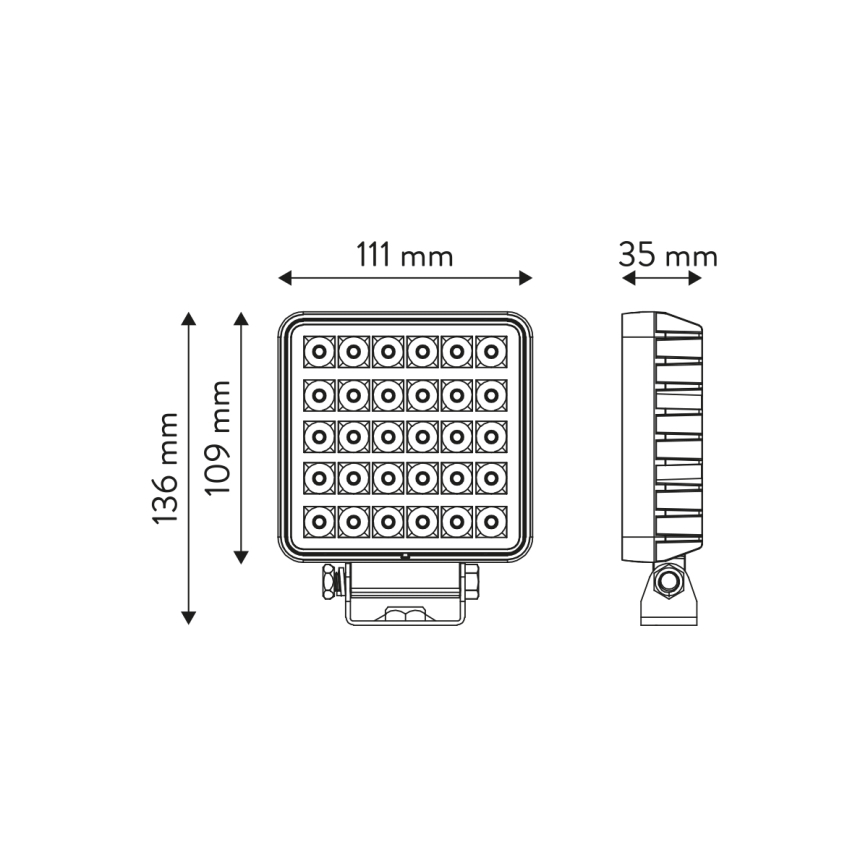 LED Faretto per macchina BLACK LED/30W/10-30V IP69 5700K quadrato