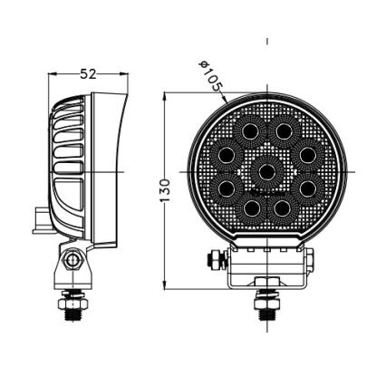 LED Faretto per macchina BLACK LED/36W/10-30V IP69 5700K arrotondato