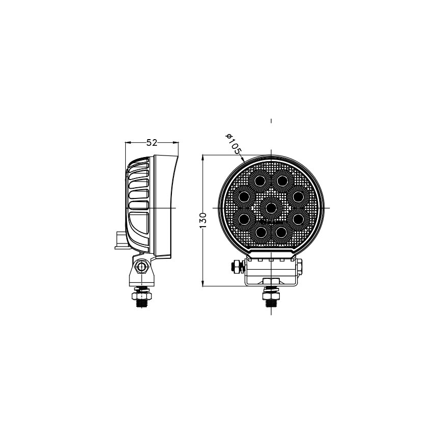 LED Faretto per macchina BLACK LED/36W/10-30V IP69 5700K arrotondato