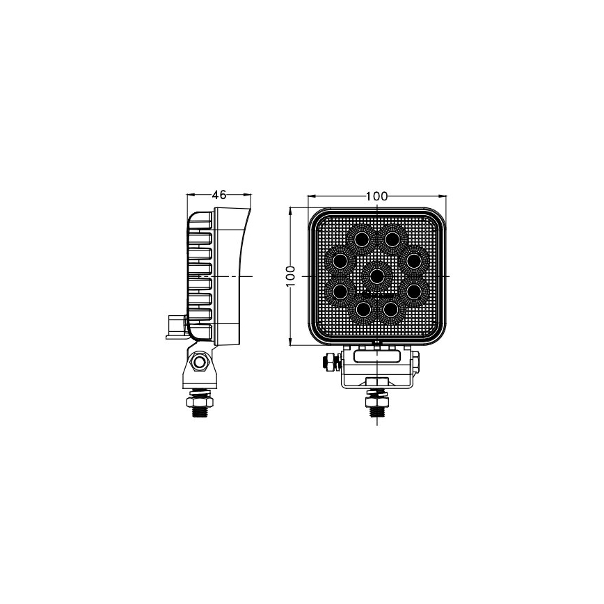 LED Faretto per macchina BLACK LED/36W/10-30V IP69 5700K quadrato