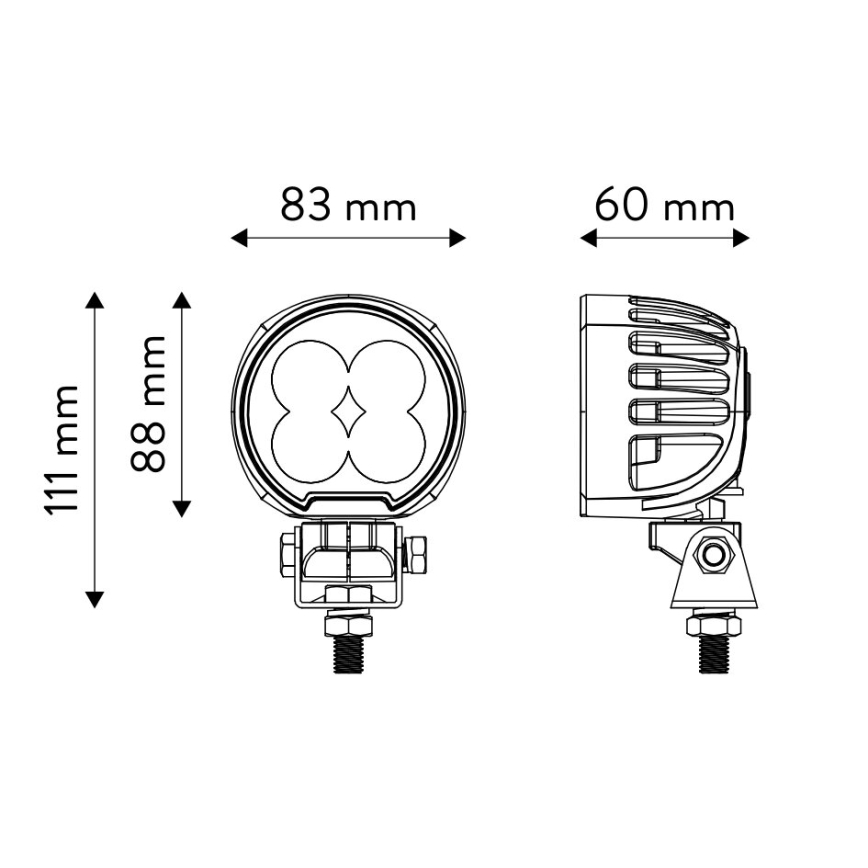 LED Faretto per macchina BLACK LED/40W/10-30V IP69 5700K arrotondato