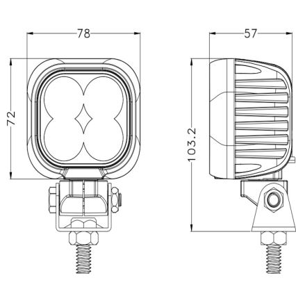 LED Faretto per macchina BLACK LED/40W/10-30V IP69 5700K quadrato