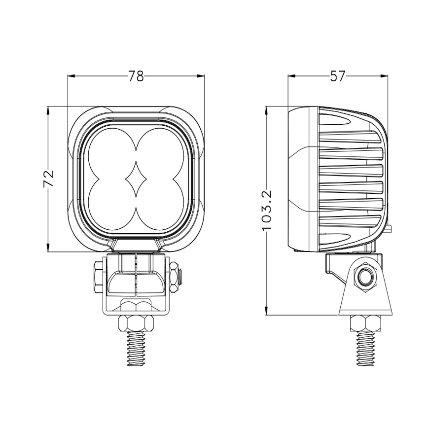 LED Faretto per macchina BLACK LED/40W/10-30V IP69 5700K quadrato