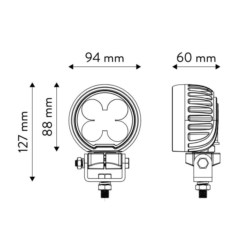 LED Faretto per macchina BLACK LED/50W/10-30V IP69 5700K arrotondato