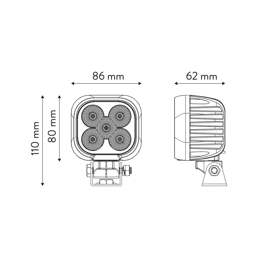 LED Faretto per macchina BLACK LED/50W/10-30V IP69 5700K quadrato