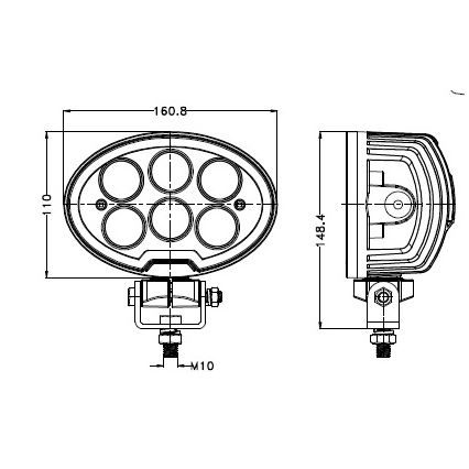 LED Faretto per macchina BLACK LED/60W/10-30V IP69 5700K ovale