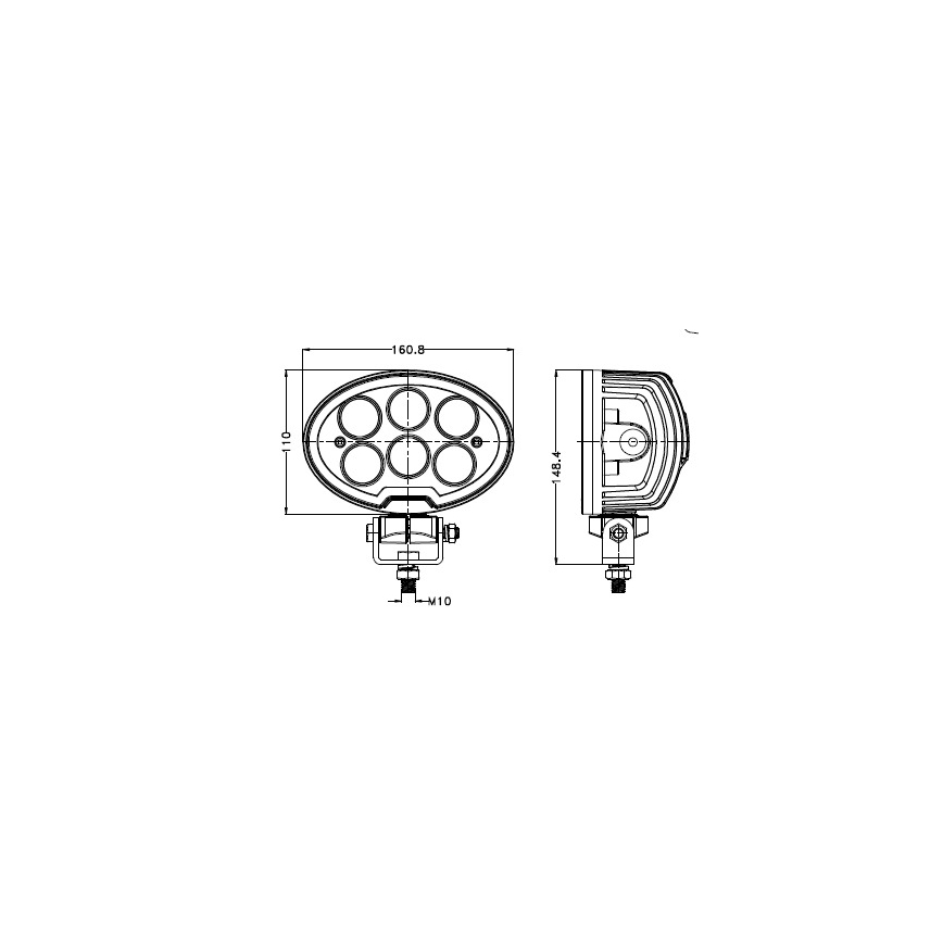 LED Faretto per macchina BLACK LED/60W/10-30V IP69 5700K ovale