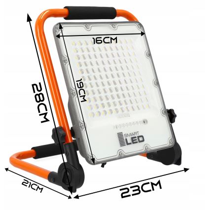 LED Faretto ricaricabile con stativo LED/30W/3,2V 4500K 5000 mAh IP65 arancione