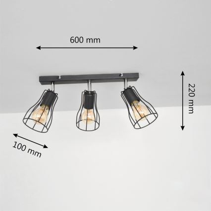 LED Faretto TUBE II 3xE27/15W/230V nero