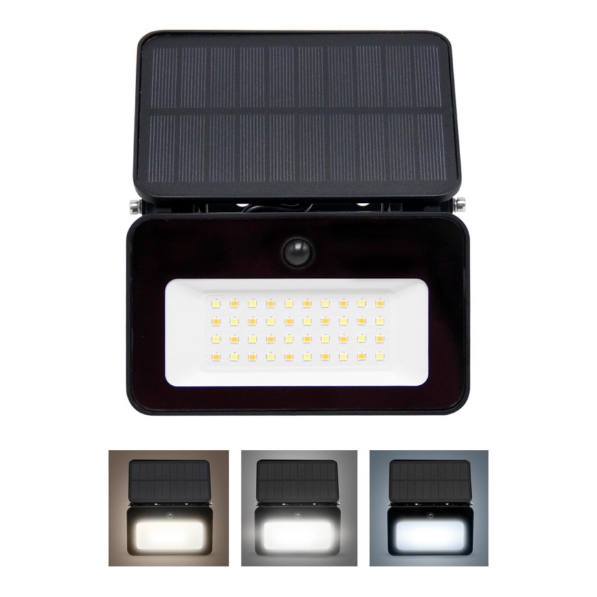 LED Faro solare dimmerabile con sensore di movimento e crepuscolare LED/6W/3,7V 2200 mAh 3000/4000/6500K IP65