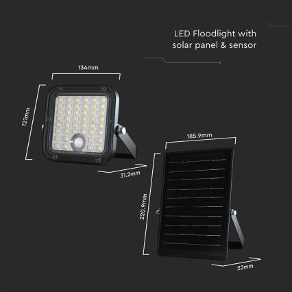 LED Faro solare dimmerabile con sensore LED/10W/3,7V 4000/6000K IP65 + telecomando