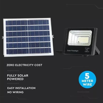 LED Faro solare dimmerabile LED/16W/3,2V 4000K IP65 10000 mAh + telecomando