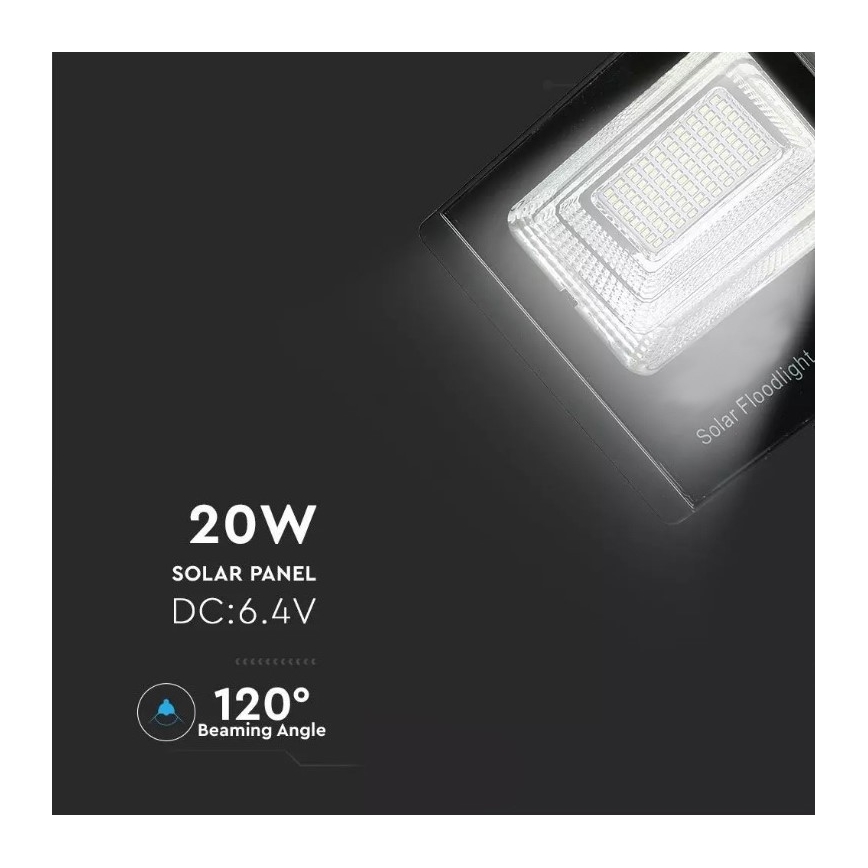 LED Faro solare dimmerabile LED/20W/6,4V 4000K IP65 10000 mAh + telecomando