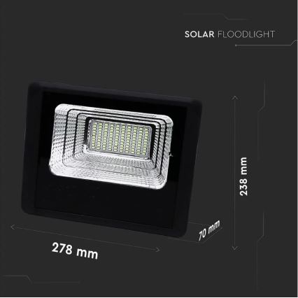 LED Faro solare dimmerabile LED/20W/6,4V 4000K IP65 10000 mAh + telecomando