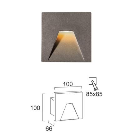 LED Lampada da incasso per esterni SPACE LED/4W/230V IP65 grigio