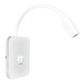 LED lampada da parete flessibile con USB BASE LED/8W + LED/2W/230V bianca