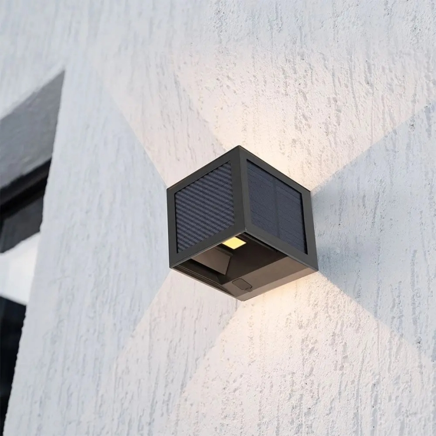 Lampada da parete solare LED con sensore, 9 W, 3,7 V, 3000/4000/6000 K, IP65, 2600 mAh, nera
