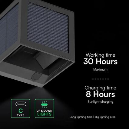 Lampada da parete solare LED con sensore, 9 W, 3,7 V, 3000/4000/6000 K, IP65, 2600 mAh, nera