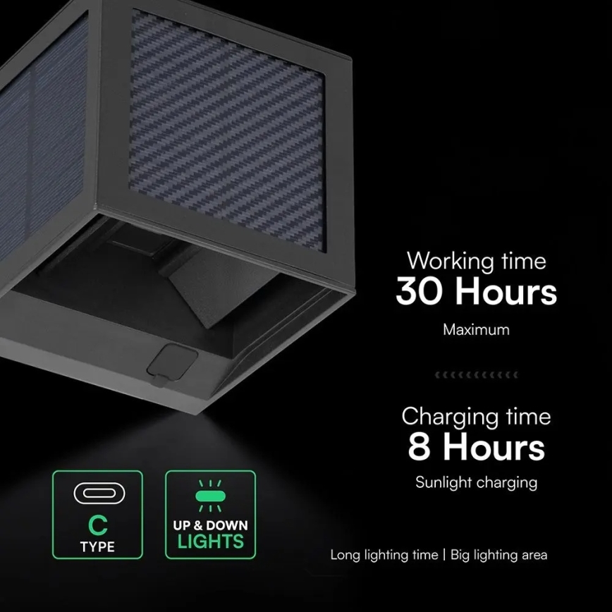 Lampada da parete solare LED con sensore, 9 W, 3,7 V, 3000/4000/6000 K, IP65, 2600 mAh, nera