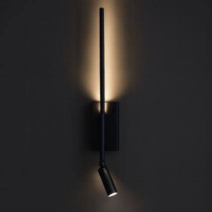 LED Lampada da parete TORCH LED/6W/230V + LED/3W nera